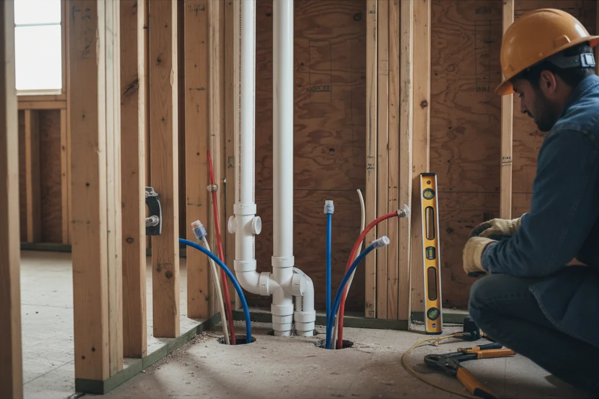 Drain and supply rough-in during Leak Detection in Kechi